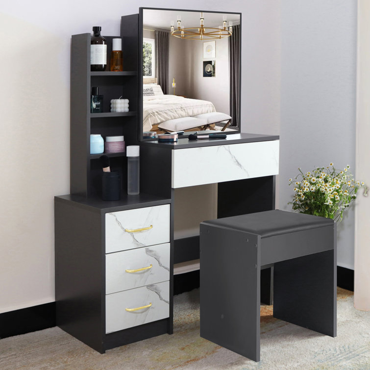 Brayden Studio Aedric Dressing Table with Mirror Wayfair